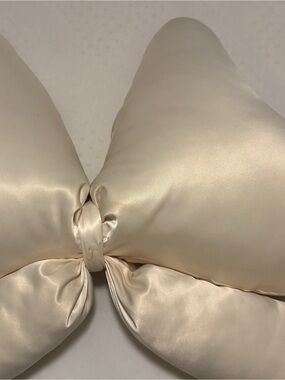 TRULY Cream Satin Decorative Pillow with Script Label